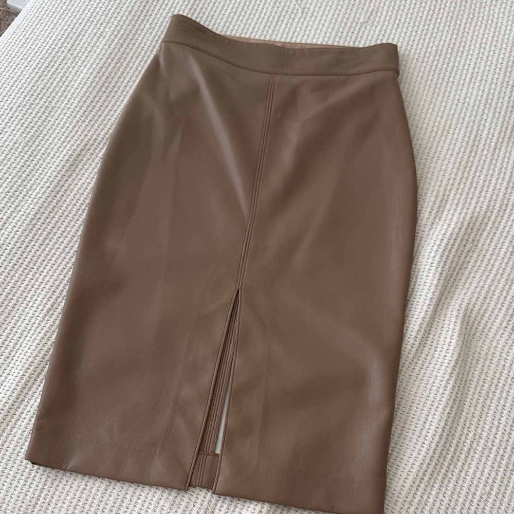 Aritzia Brown Faux Leather Pencil Skirt